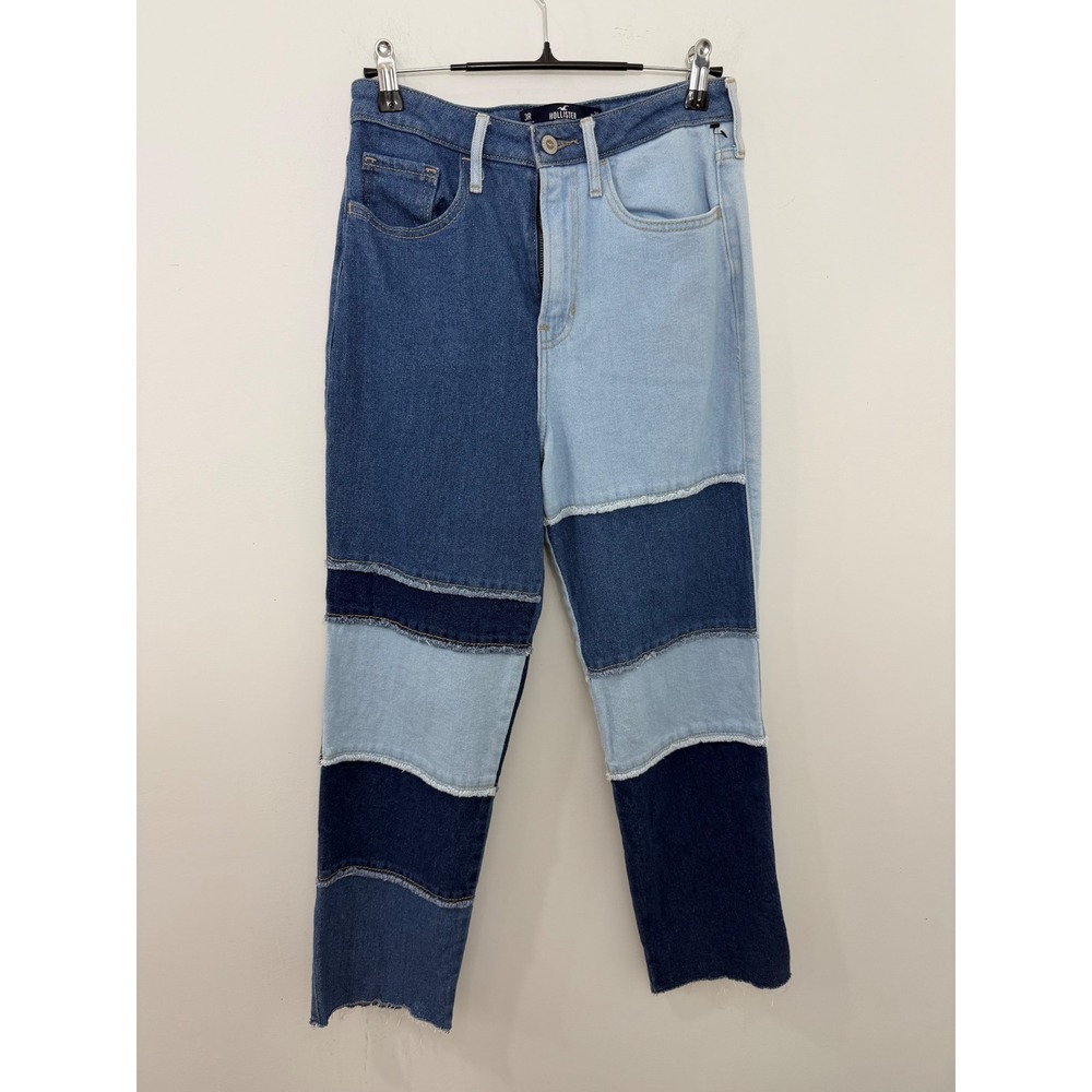 Hollister Ultra High-Rise Vintage Straight Patchwork Colorblock Jeans 3R W26 L27